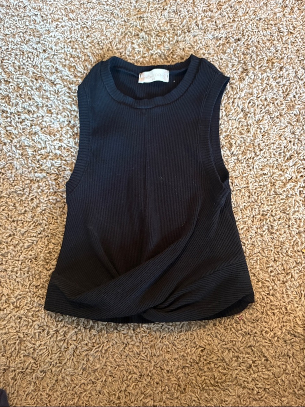 Altar'd State Black Ribbed Twist Hem Sleeveless Tank